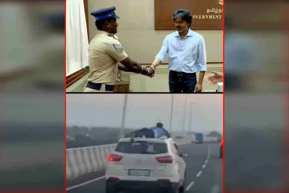 Aksi keberanian Velmurugan diberi penghargaan oleh Vijay. Foto: Agensi