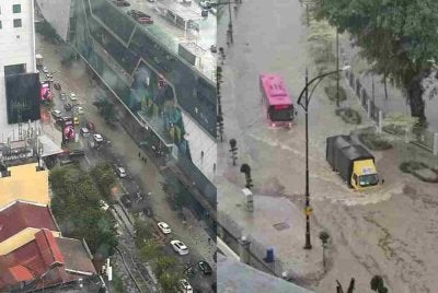 Keadaan di Jalan Wong Ah Fook dan Wisma Persekutuan, Jalan Ayer Molek, Johor Bahru pada petang Rabu.