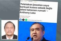 Laporan Sinar Harian mengenai kenyataan Anthony bahawa peletakan jawatan itu akan berkuat kuasa sebaik sahaja bekas Perdana Menteri Datuk Seri Najib Tun Razak keluar dari penjara untuk menjalani baki hukuman di bawah tahanan rumah. Gambar kecil: Muhammad Afifi