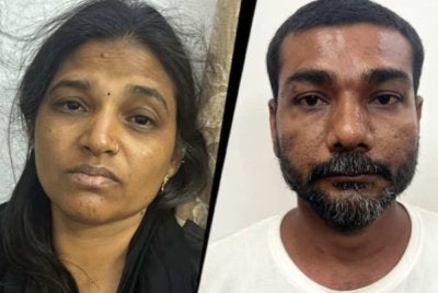 Madhavdas (kanan) dan Urmila didakwa membunuh tiga ahli keluarga mereka ketika pandemik Covid-19 pada 2022. Foto Agensi