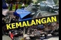 Kereta Perodua Myvi dinaiki tiga beranak itu bertembung dengan sebuah lori yang dipandu seorang lelaki di bawah pengaruh alkohol di Kilometer 13.5, Jalan Lukut-Sepang semalam. Gambar hiasan