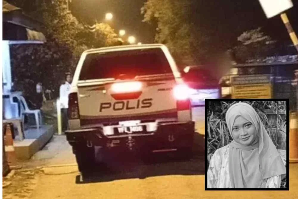 Irene Sofiya (gambar kecil) ditemukan maut dipercayai dibunuh di sebuah sekolah menengah di Yong Peng, Batu Pahat pada Sabtu.