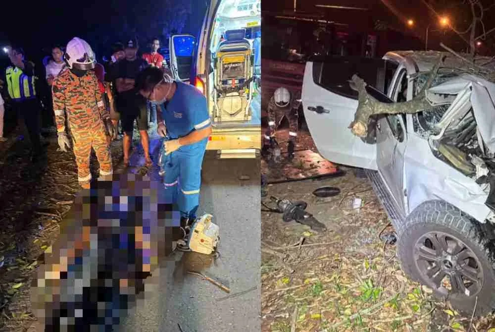 Mangsa disahkan maut di lokasi kejadian selepas terlibat dalam kemalangan di Jalan Bypass Tuaran, berhampiran sebuah kedai perabot di Kota Kinabalu.