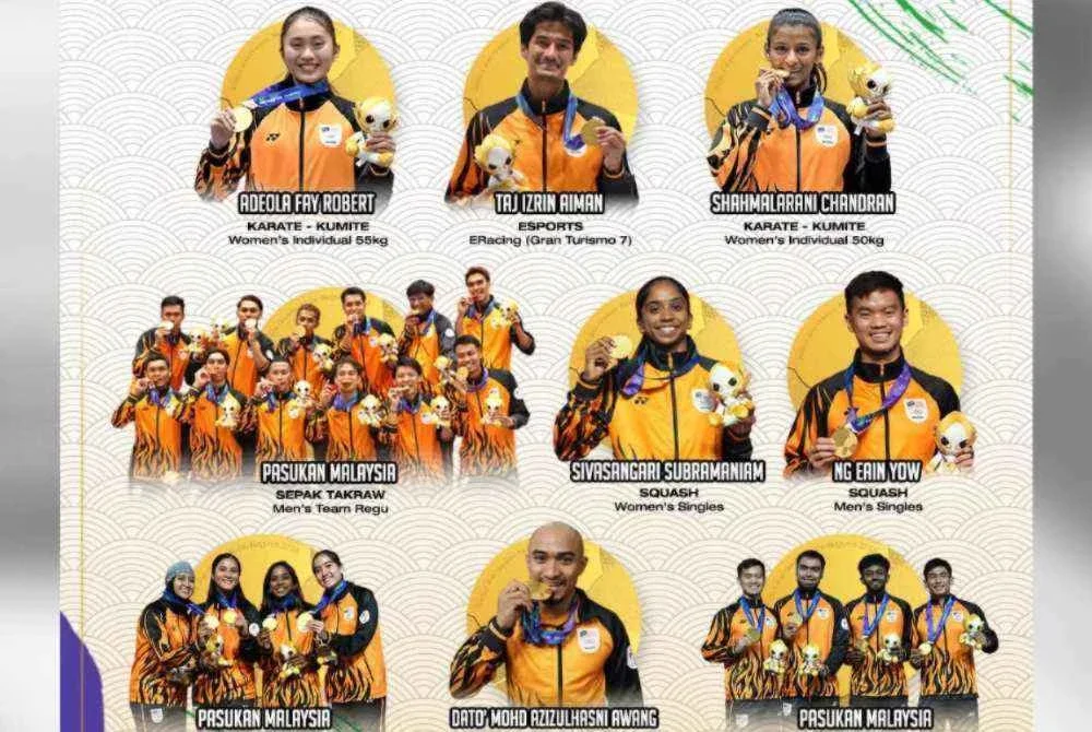 Senarai pemenang pingat emas buat kontinjen negara pada Sukan Aichi-Nagoya 2026. - FOTO: FB MSN.