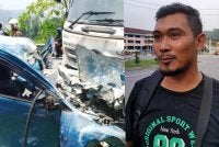 Khairul Anuar (kanan) ketika berkongsi detik cemas kemalangan di Lebuhraya Timur Barat dari arah Kelantan menghala ke Gerik pada Ahad yang mengorbankan empat nyawa termasuk seorang bayi. 
