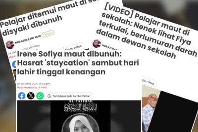 Mangsa, Irene Sofiya Mohd Khairool Faisal, 16, dilapor datang ke sekolah untuk menghadiri kelas tambahan sebelum ditemui maut dipercayai dibunuh.