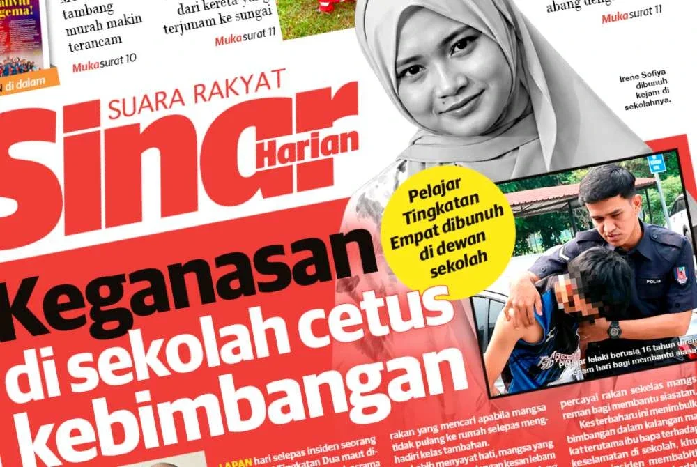 Laporan muka depan Sinar Harian pada Isnin.