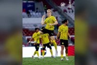 Fergus Tierney meledak gol kemenangan pada minit ke-62. Foto: MALAYSIA NT