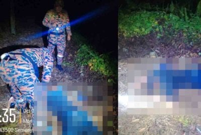 Mangsa ditemukan dalam gaung sedalam lima meter di Bukit Broga pada Isnin. Foto bomba 