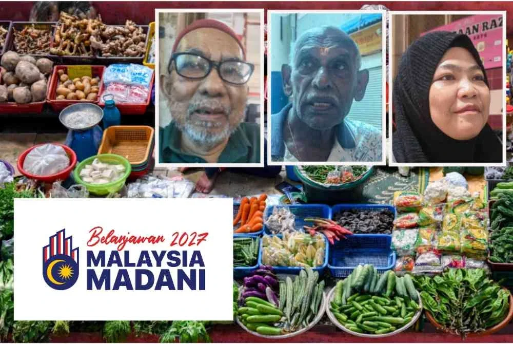 Golongan peniaga kecil berharap agar pembentangan Belanjawan 2027 pada Jumaat ini membawa khabar baik menerusi langkah mengurangkan kos operasi. Gambar kecil: Dari kiri Wan Samsudin, Balakrishnan dan Azizah.