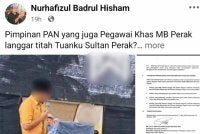 Status dimuat naik Nurhafizul berhubung dakwaan salah seorang Pegawai Khas MB perak berucaop di salah sebuah masjid di negeri itu. 