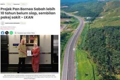 Laporan Sinar Harian mengenai Projek Lebuhraya Pan Borneo.