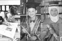 Tiga beradik maut dalam perjalanan ke sekolah dalam tragedi di Jalan Parit Haji Sirat, di sini. Dari kiri, Nor Daniel Aiman, Nor Daniel Fikri dan Puteri Naufal Raisya
