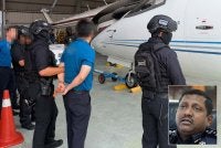 Antara individu yang ditahan JSJN di Lapangan Terbang Antarabangsa Sultan Abdul Aziz Shah, Subang pada Rabu. Gambar kecil: Hussein. Foto: JSJN 