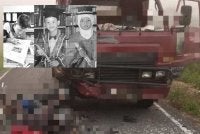 Tiga beradik maut selepas motosikal dinaiki mereka terlibat dalam kemalangan dengan sebuah lori. Foto kecil: Nor Daniel Aiman, Nor Daniel Fikri dan Puteri Naufal Raisya
