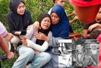 Ibu mangsa tidak dapat menahan kesedihan apabila diberitahu tiga anaknya maut dalam kemalangan dalam perjalanan dari sekolah. 