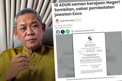 Aminuddin dalam videonya mengatakan bahawa tindakan saman oleh 10 Exco Negeri Sembilan itu tidak pernah berlaku dalam sejarah negara ini.