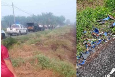 Tiga beradik maut dalam perjalanan ke sekolah dalam kejadian di Jalan Parit Haji Sirat, di sini, pagi Khamis.