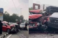  Sebuah lori merempuh beberapa kenderaan di persimpangan lampu isyarat Alam Budiman di sini menerusi satu video tular pada Jumaat.