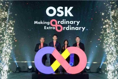 Dari kiri: Ketua Pegawai Eksekutif OSK Construction, Soh Choon Guan; Timbalan Pengarah Urusan Kumpulan OSK, Ong Ju Xing; Ketua Pegawai Eksekutif OSK Property Investment, Datuk Hoe Mee Ling dan Ketua Pegawai Eksekutif OSK Property Development, Chu Wai Lune pada pelancaran hala tuju jenama OSK yang diperbaharui, berteraskan matlamat bersama “Making Ordinary Extraordinary”.