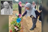 Antara gambar yang dikongsikan menunjukkan guru-guru tersebut meluangkan masa berada di pusara Allahyarham Irene Sofiya (gambar kecil).