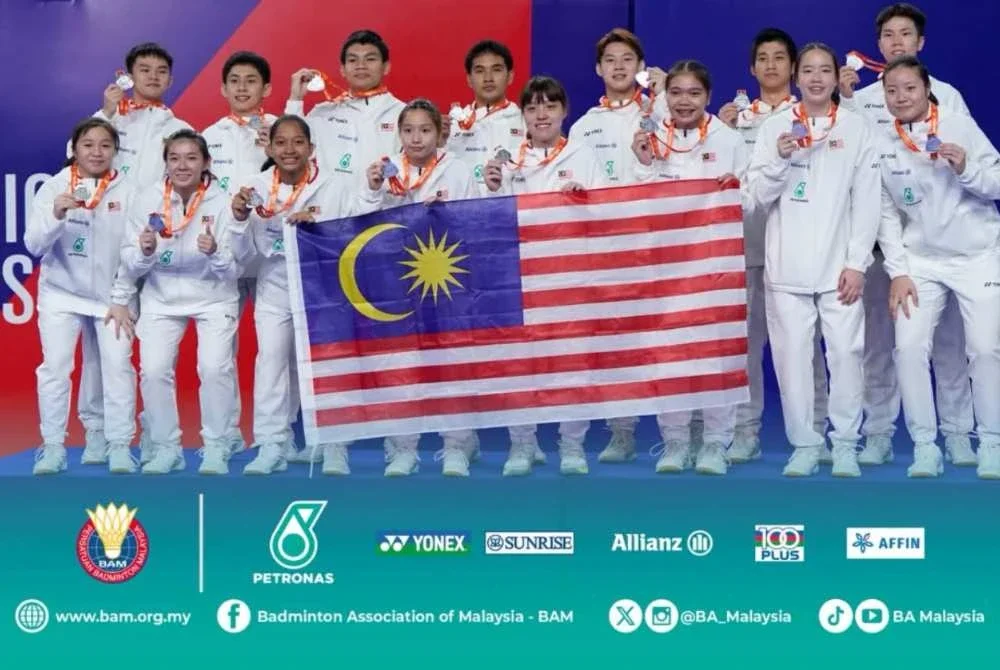 Malaysia tewas 1-2 di tangan China dalam aksi final Kejohanan Badminton Berpasukan Remaja Dunia 2026 di Mesir pada Ahad. Foto: FB BAM