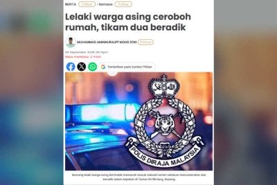 Laporan Sinar Harian berhubung seorang lelaki warga asing bertindak memecah masuk sebuah rumah sebelum mencederakan dua beradik dalam kejadian di Taman Sri Bintang, Kepong, September lalu.