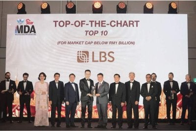 Timbalan Ketua Pegawai Eksekutif LBS, Lim Kim Kiat (enam dari kiri) menerima Anugerah Carta Utama daripada Kor Ming pada MDA 2026.
