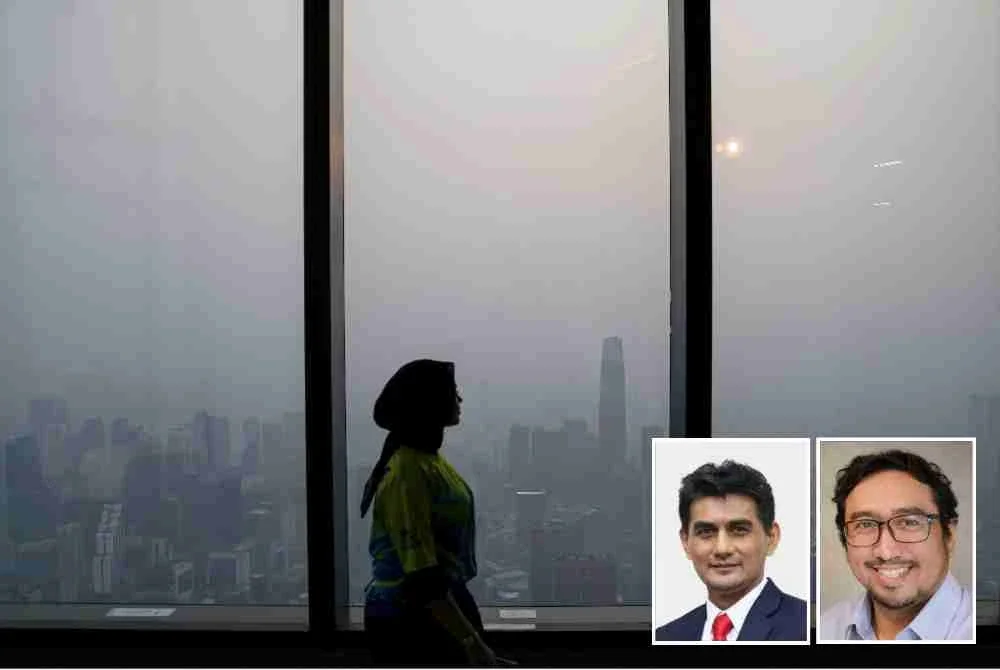 Suasana jerebu menyelubungi ibu negara dengan beberapa bangunan pencakar langit kelihatan samar dan menjejaskan jarak penglihatan ketika tinjauan dari Menara Merdeka 118. Foto: Bernama (Gambar kecil: Mohd Yusoff (kiri), Shahrul Mizan)
