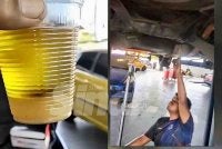Petrol dan air yang dikeluarkan dari tangki kereta. FOTO SINAR HARIAN - ADILA SHARINNI WAHID