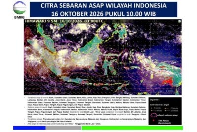 Imej satelit menunjukkan asap merebak merentasi Kalimantan dan Sumatera, serta sampai ke Banten, Jawa Barat dan Jakarta