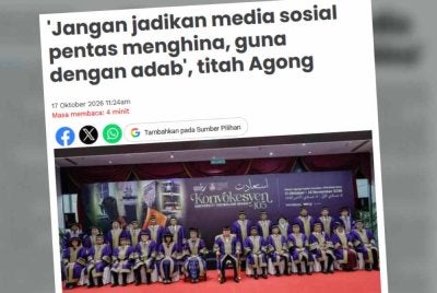 Laporan Sinar Harian mengenai titah Sultan Ibrahim.