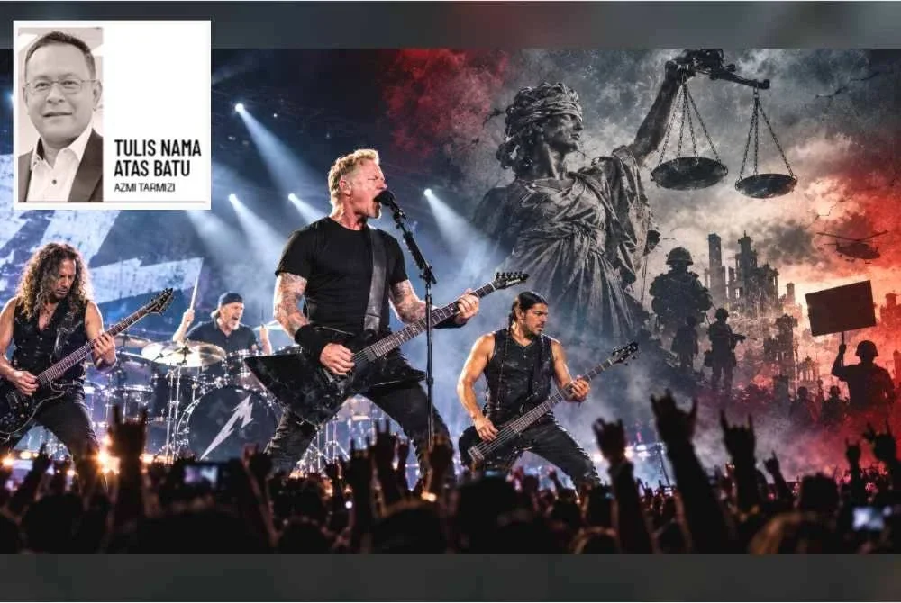 Selama puluhan tahun, Metallica membina reputasi sebagai kumpulan heavy metal yang berani menyelongkar sisi gelap manusia, membongkar penyalahgunaan kuasa dan mempersoalkan sistem yang menindas. Foto hiasan janaan AI