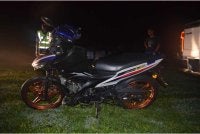 Keadaan salah sebuah motosikal yang terlibat kemalangan. 