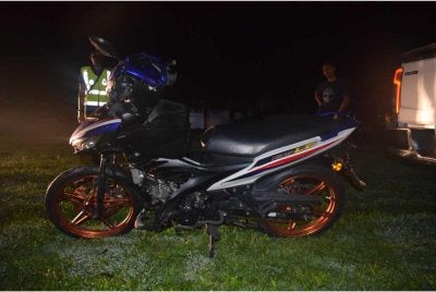 Keadaan salah sebuah motosikal yang terlibat kemalangan. 