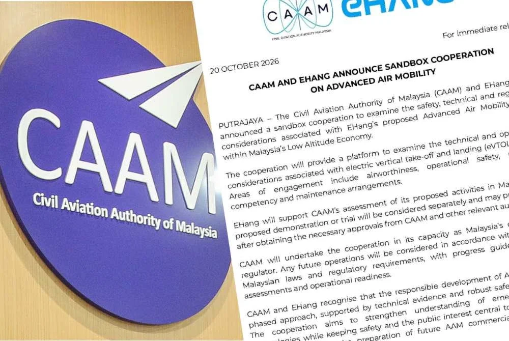 EHang akan membantu CAAM menilai aktiviti yang dicadangkan syarikat itu di Malaysia.