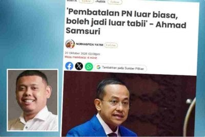 Danish Hairudin (gambar kecil) mengingatkan Ahmad Samsuri supaya memahami dan mematuhi perlembagaan gabungan itu sebelum menyalahkan kerajaan berhubung pembatalan pendaftarannya.
