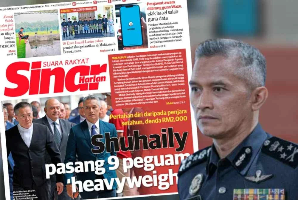 Laporan muka depan Sinar Harian.