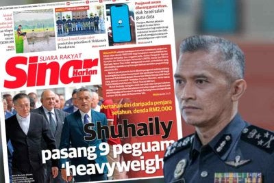 Laporan muka depan Sinar Harian.