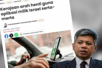 Laporan Sinar Harian pada Rabu berhubung arahan kerajaan yang mahu penjawat awam menghentikan serta-nerta penggunaan Waze. Gambar kecil: Raja Nushirwan