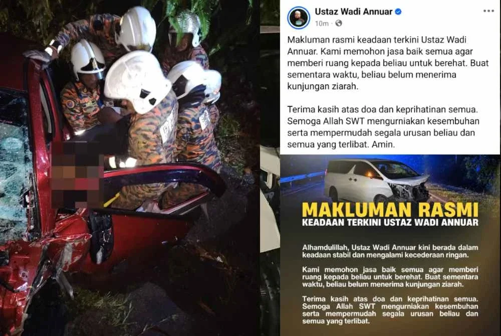 Ustaz Wadi Annuar terlibat kemalangan membabitkan tiga kenderaan di Gerik