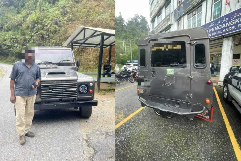 Pemandu bersama kenderaan yang disita kerana cukai jalan tamat tempoh sejak lebih 18 tahun lalu. - Foto: JPJ Pahang