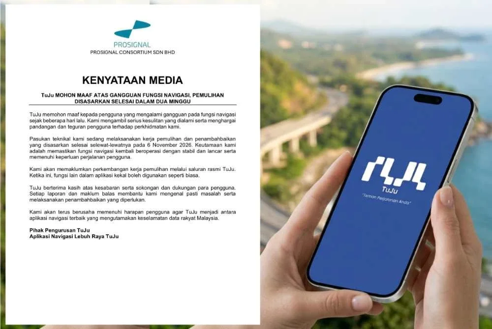 TuJu mohon maaf, jangka aplikasi pulih awal November TuJu mohon maaf, jangka aplikasi pulih awal November