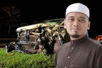 Kenderaan yang dinaiki Ustaz Wadi terbabit dalam kemalangan di Gerik pada awal pagi Jumaat. 