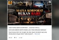 Tangkap layar hantaran Wan Hasni di Facebook mengenai mafia korporat.