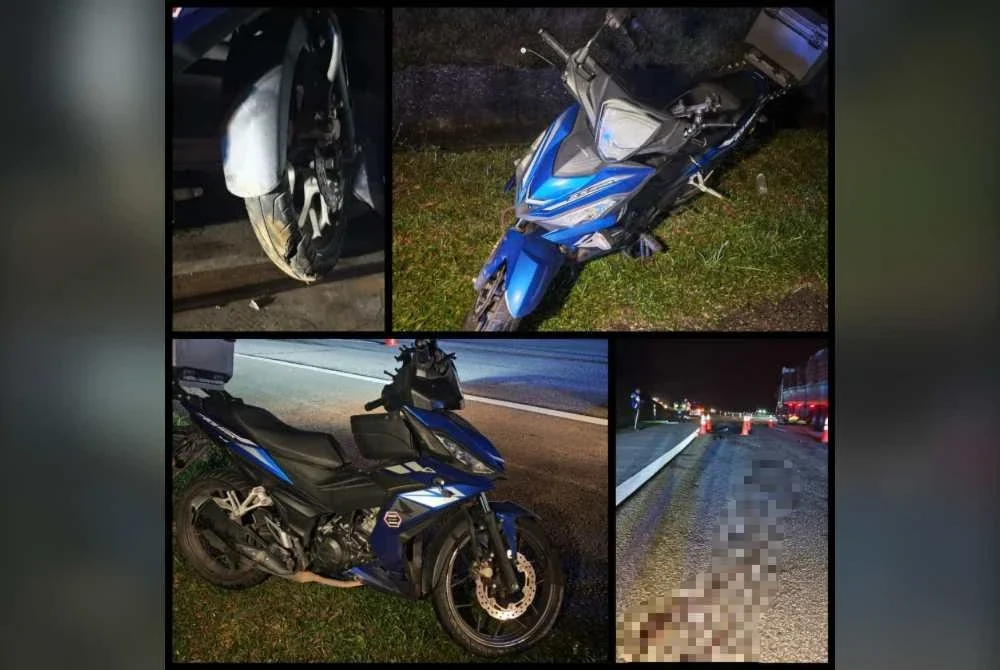 Antara kenderaan yang terlibat dalam kemalangan maut di Kilometer 412.4 Lebuhraya PLUS arah selatan pada Jumaat.