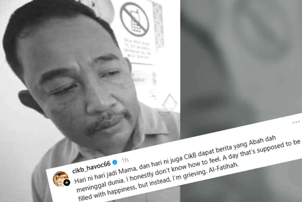 Cik B berkongsi berita duka mengenai bapanya meninggal dunia pada Sabtu.