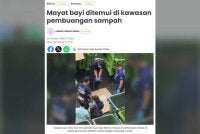 Mayat bayi perempuan dianggarkan berusia tujuh bulan ditemui di kawasan pembuangan sampah di sebuah apartmen di Abdullah Hukum Bangsar pada Jumaat.