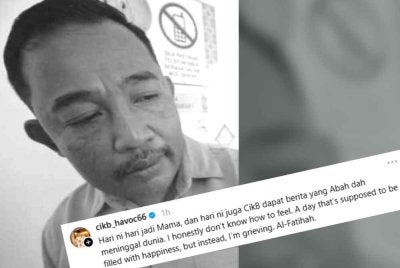 Cik B berkongsi berita duka mengenai bapanya meninggal dunia pada Sabtu.