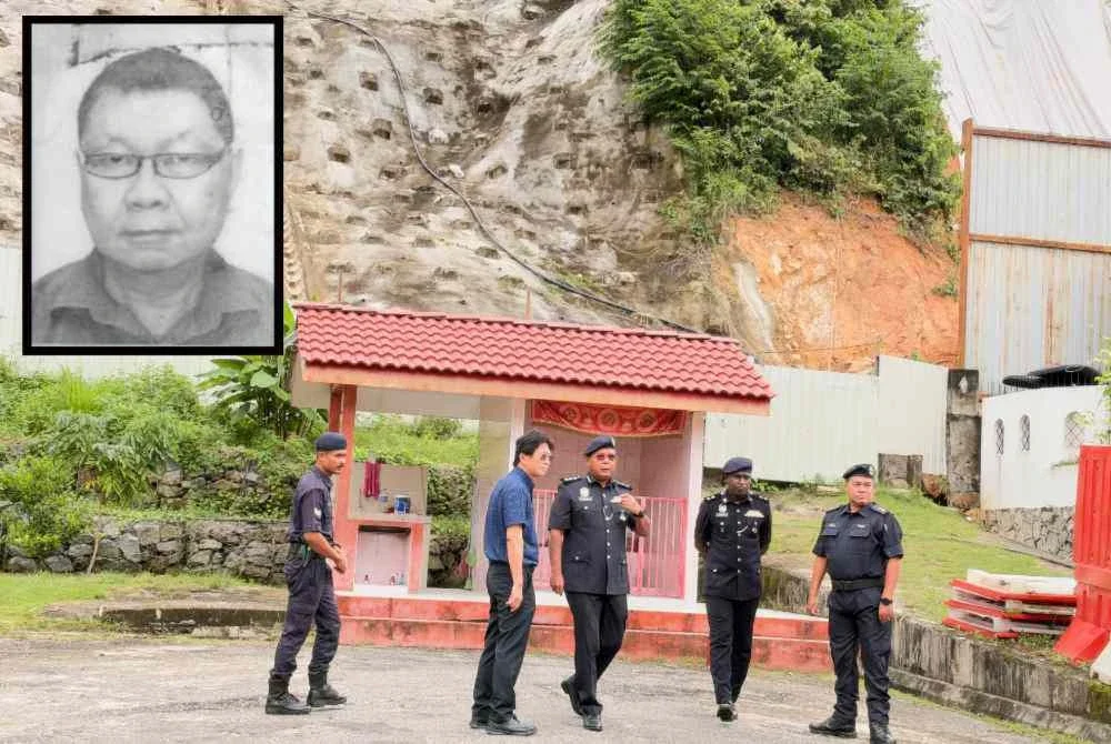 Abdul Rozak (tengah) sedang meninjau lokasi kejadian pada petang Isnin dan Wong Kar Lin (Gambar kecil)